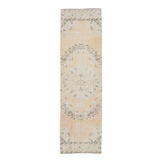 Tapis de course vintage turc beige et jaune 3x9, 80x281Cm SK 23538