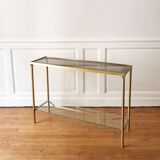Neoclassical brass and glass console 1970