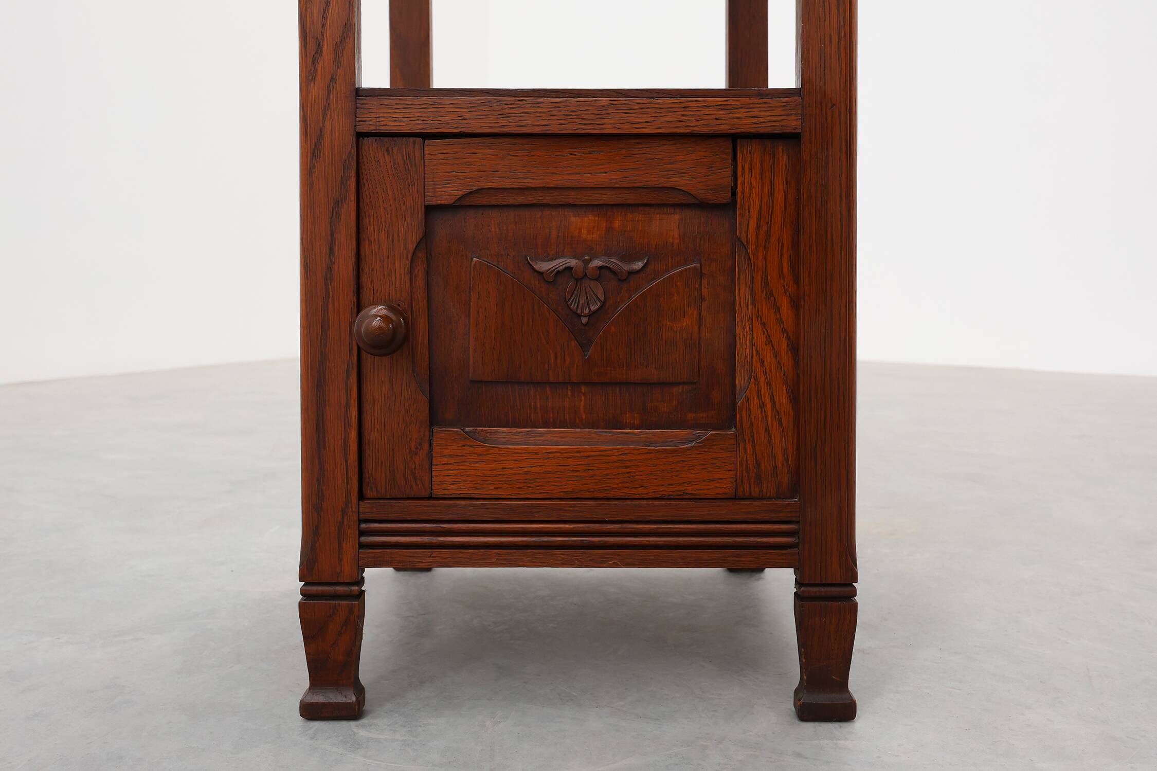 Art Deco Wood and Terracotta Marble Top Nightstand, France 1920s