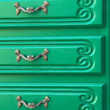 Vintage green oak chest of drawers from the 1960s.