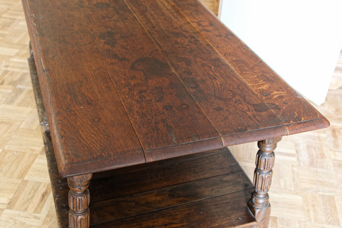 Carved solid oak coffee table