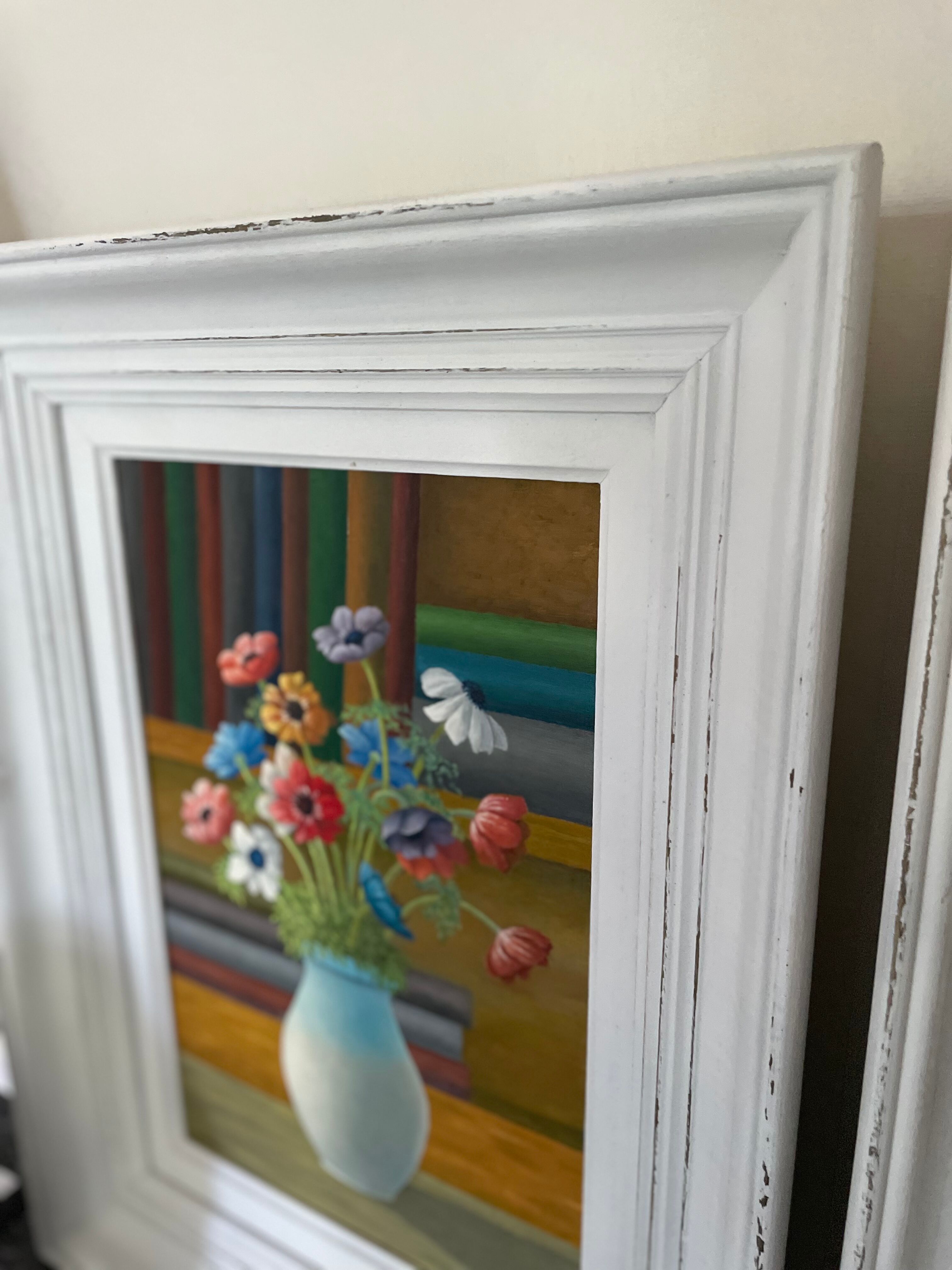 Old painting bouquet of anemones