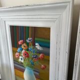 Old painting bouquet of anemones