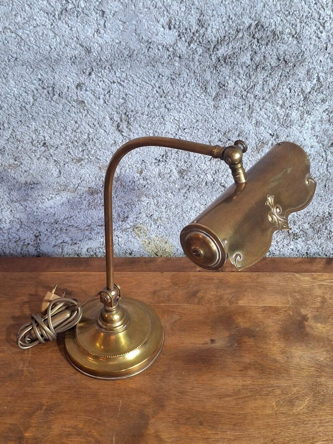 Art Nouveau desk lamp, solid brass with articulated arm – Belle Époque