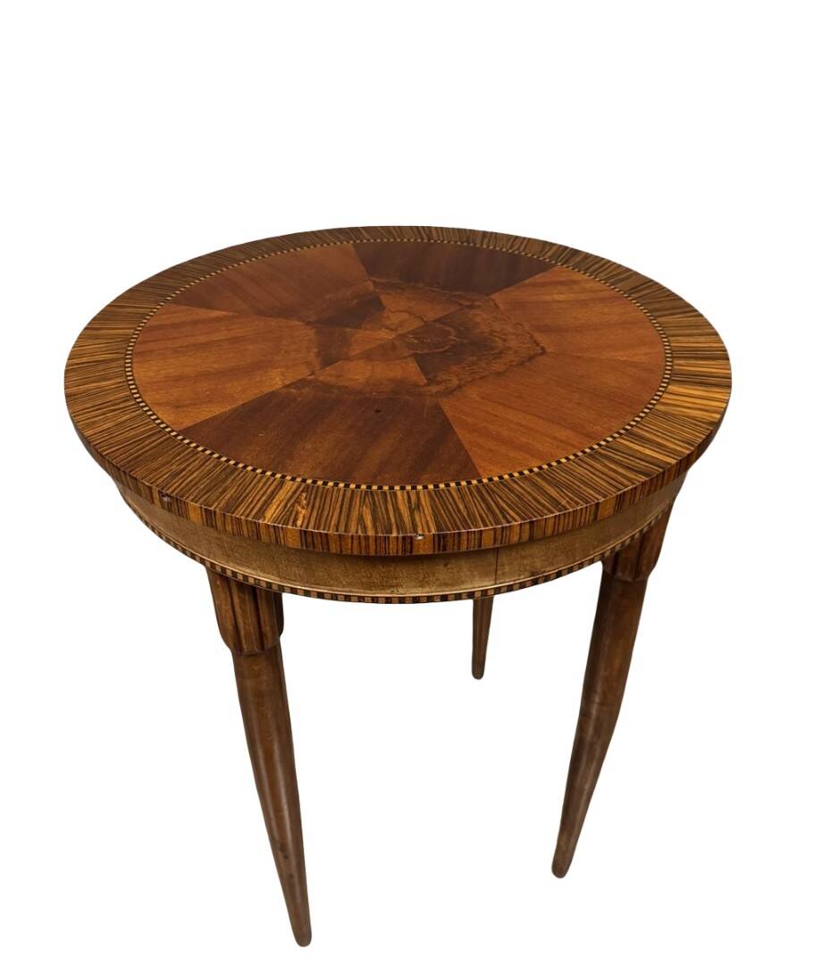 art deco display table with marquetry