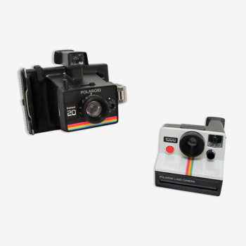 Deux appareils Polaroïd Instant 20 Land Camera et 100 avec boîtes d'origine vintage