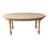 Refurbished vintage farmhouse dining table in solid raw oak wood