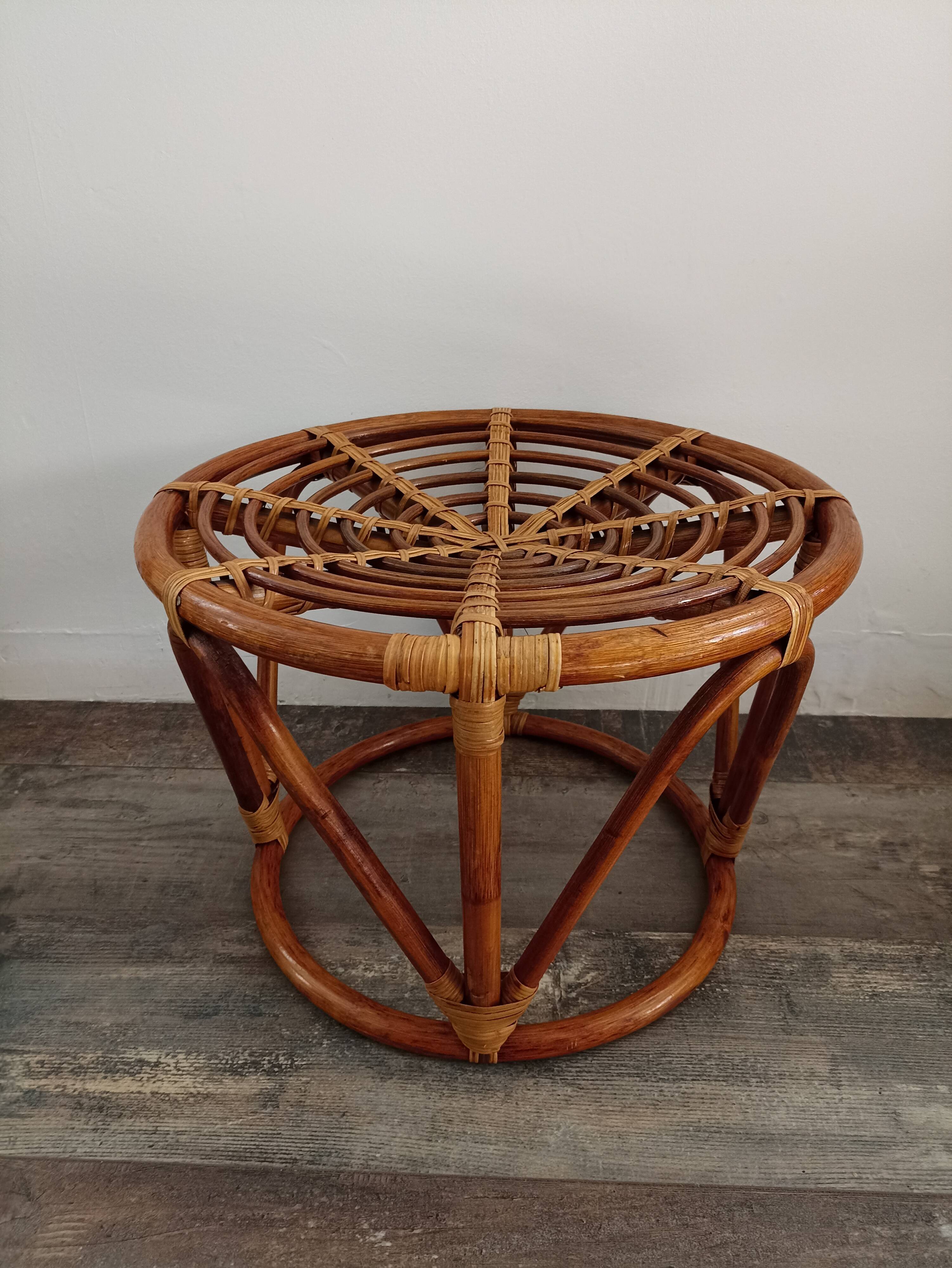 Pouf bambou vintage