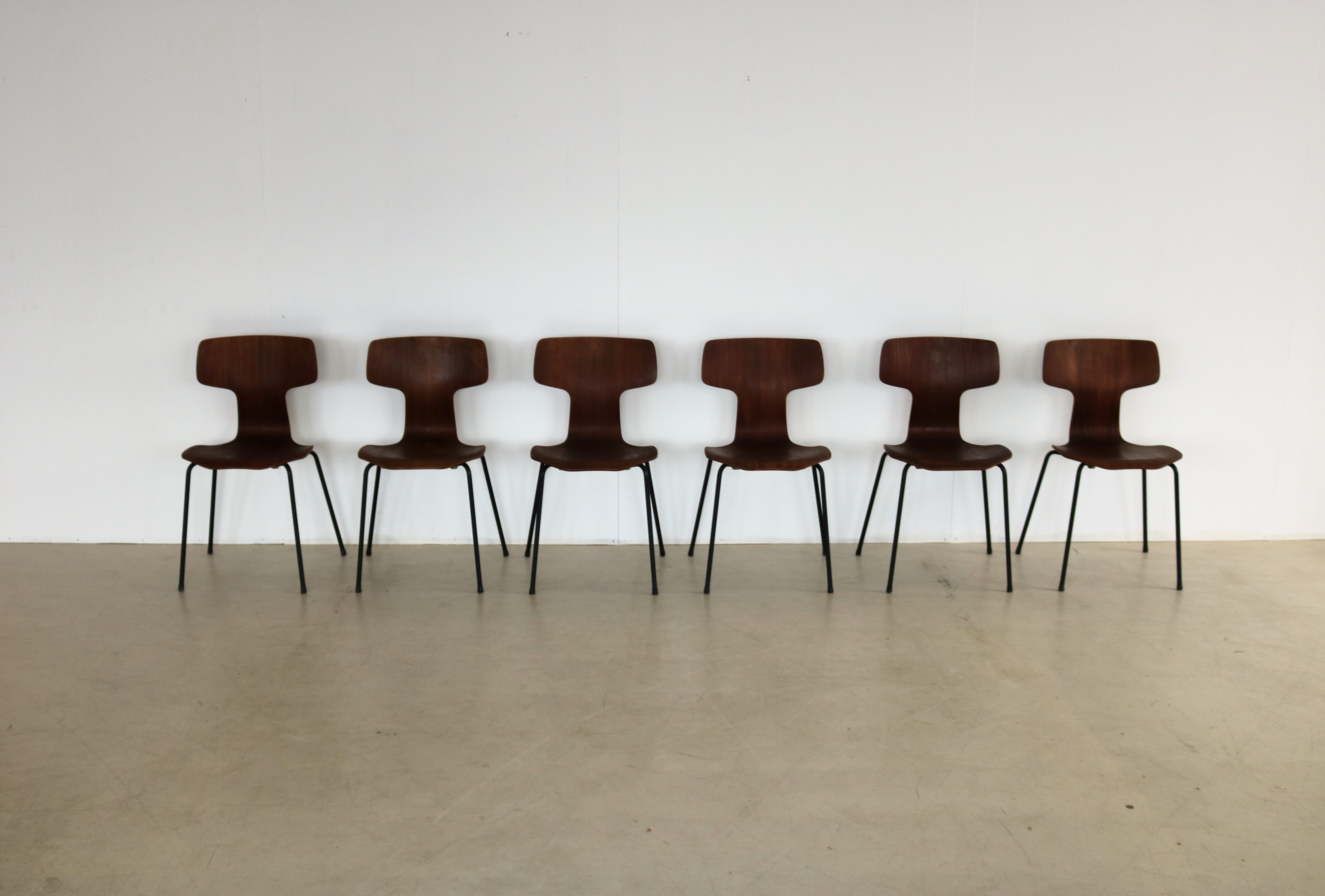 Set of 6 dining chairs model 3103 by Arne Jacobsen
