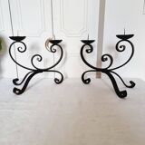 Elegant pair of vintage wrought iron candlesticks or candle holders from the 50s/60s