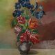 Oil painting on wood of wild flowers signed Meimon.