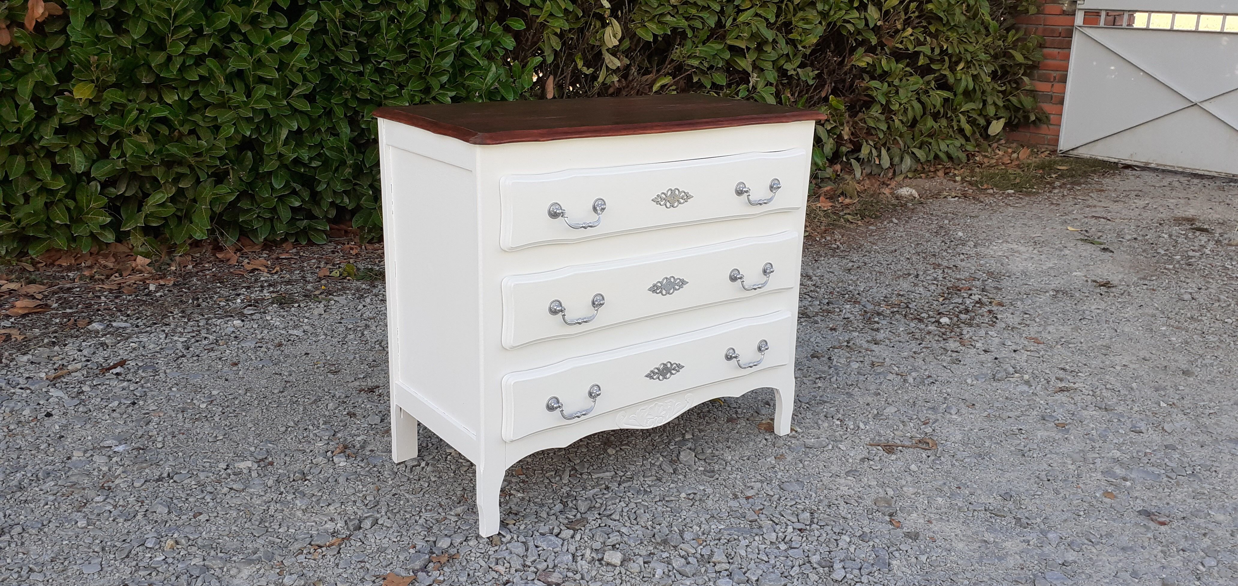 Dresser 3 drawers louis XV style white