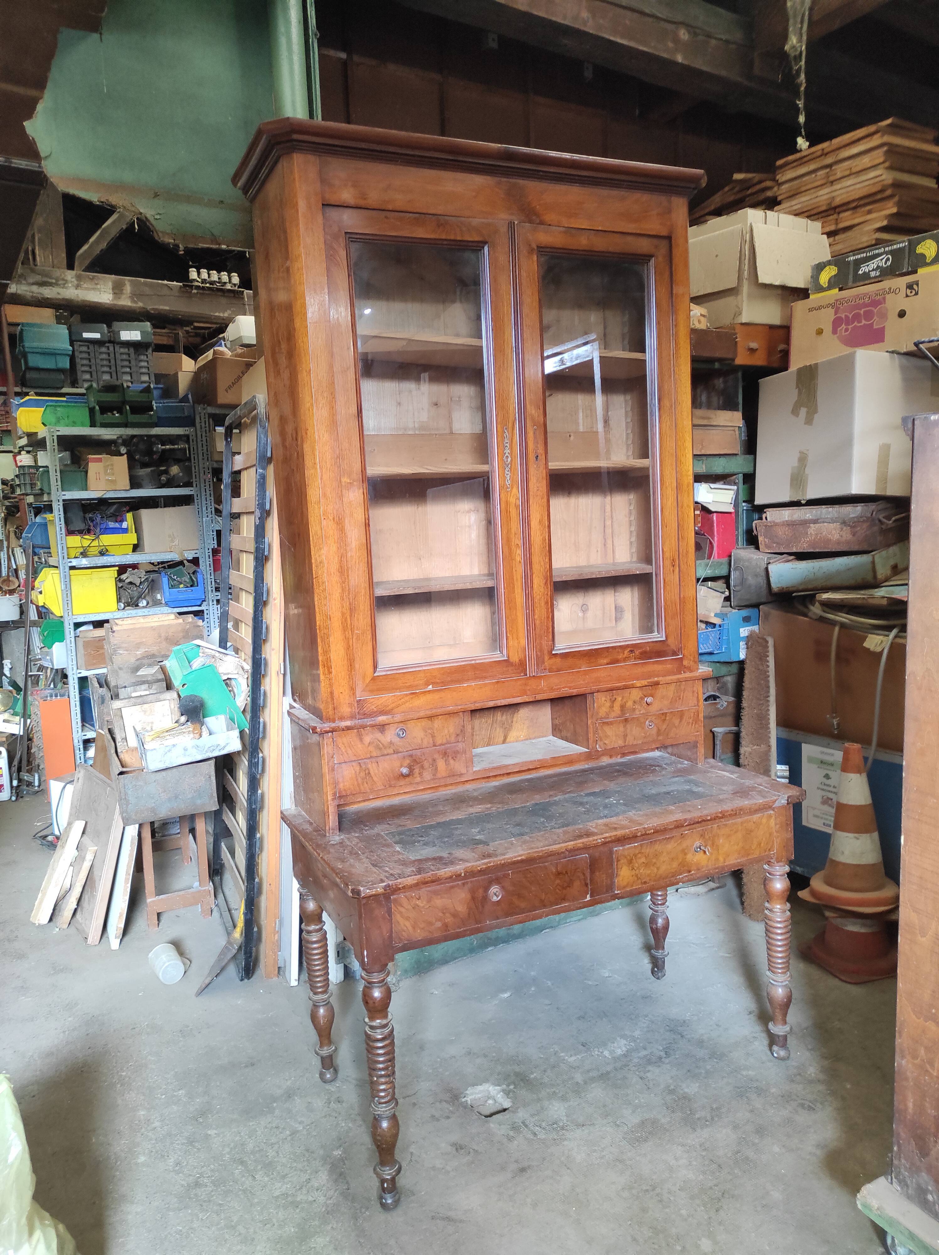 Old stepped desk buffet secretary scriban showcase and vintage drawers