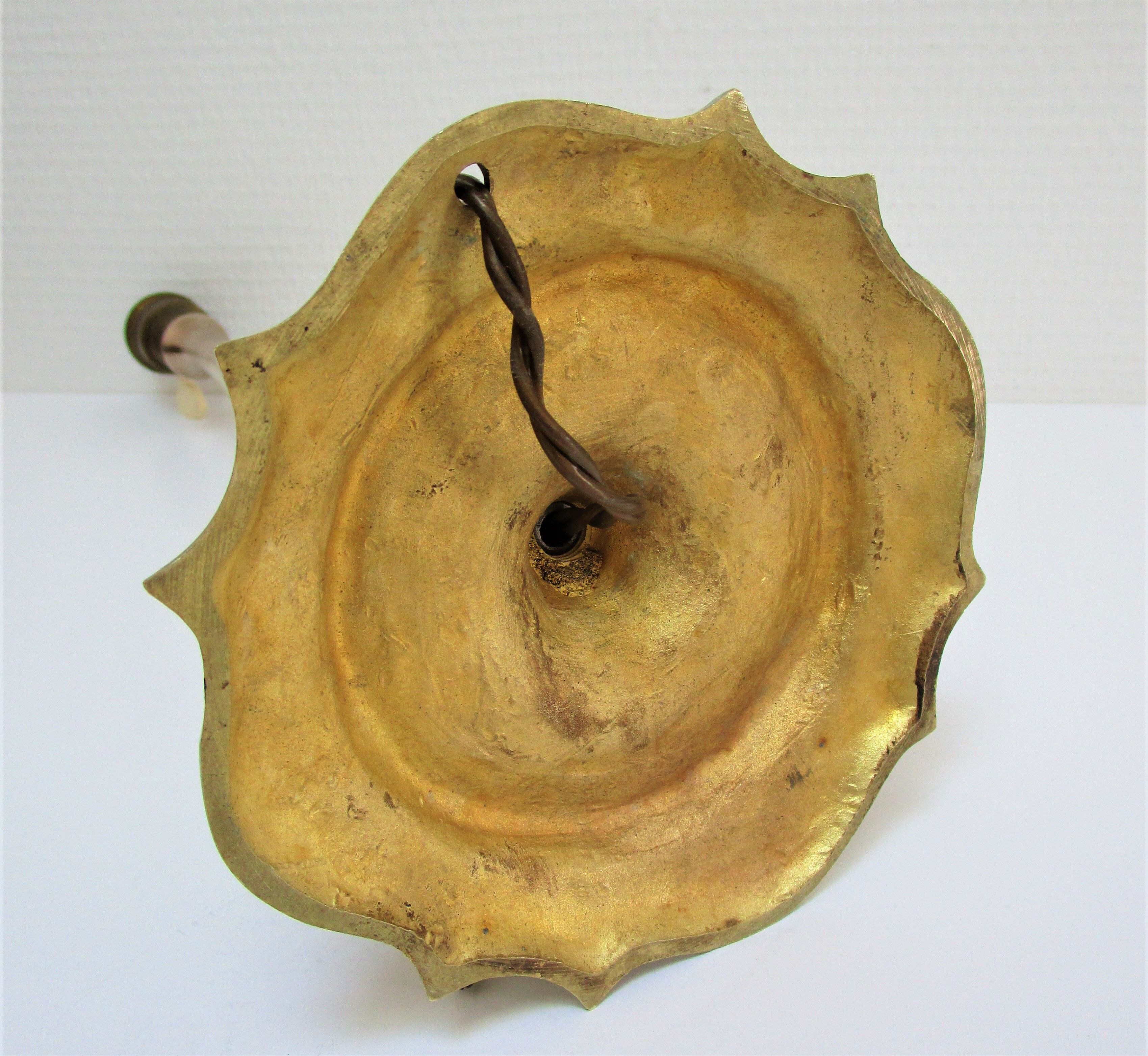 Solid brass lamp foot turned vintage