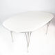 Table à manger super ellipse avec stratifié blanc par Piet Hein et Arne Jacobsen