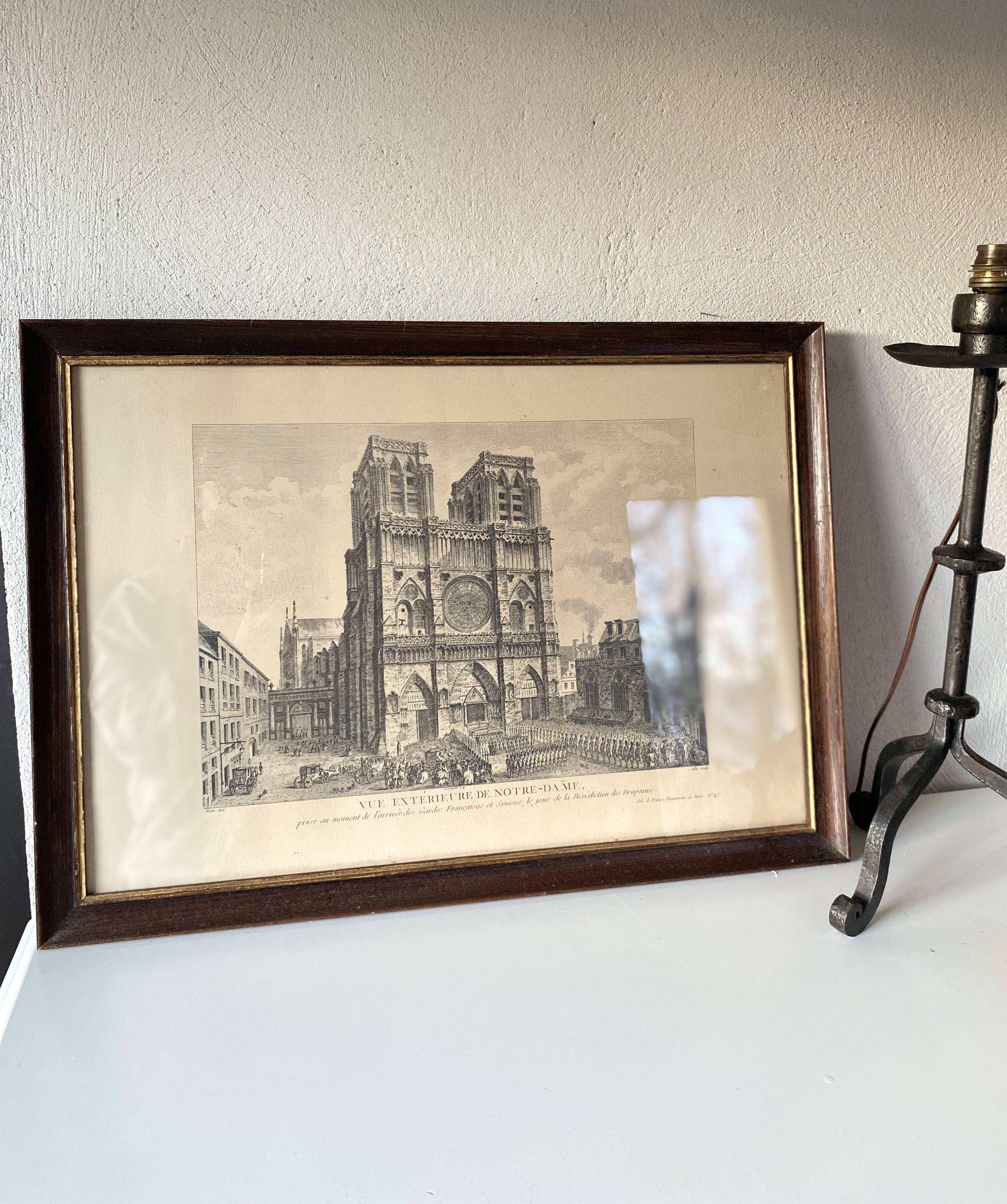 Paris 19th engraving, glass frame