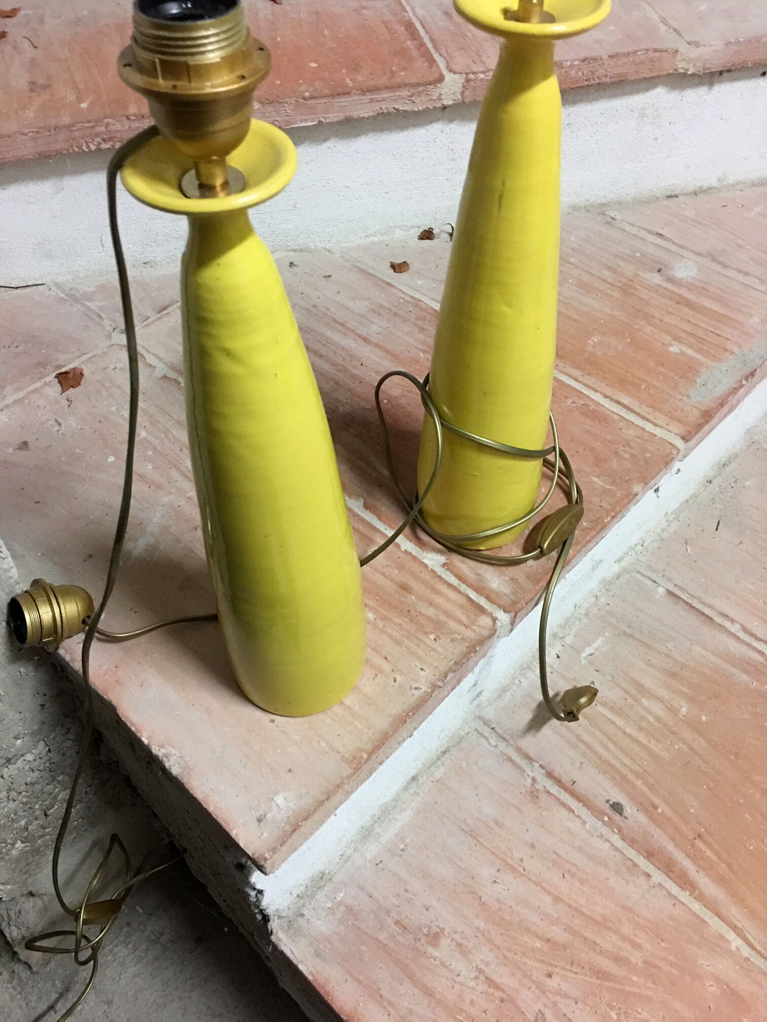 Yellow ceramic lamps pair