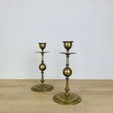 Pair of vintage gilded brass candlesticks