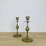 Pair of vintage gilded brass candlesticks