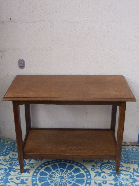 Side table, serving double tray, wood varnish, elegant and vintage