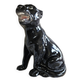 Vintage Black Panther Statue Italian Ceramic 1970s - H25cm (R