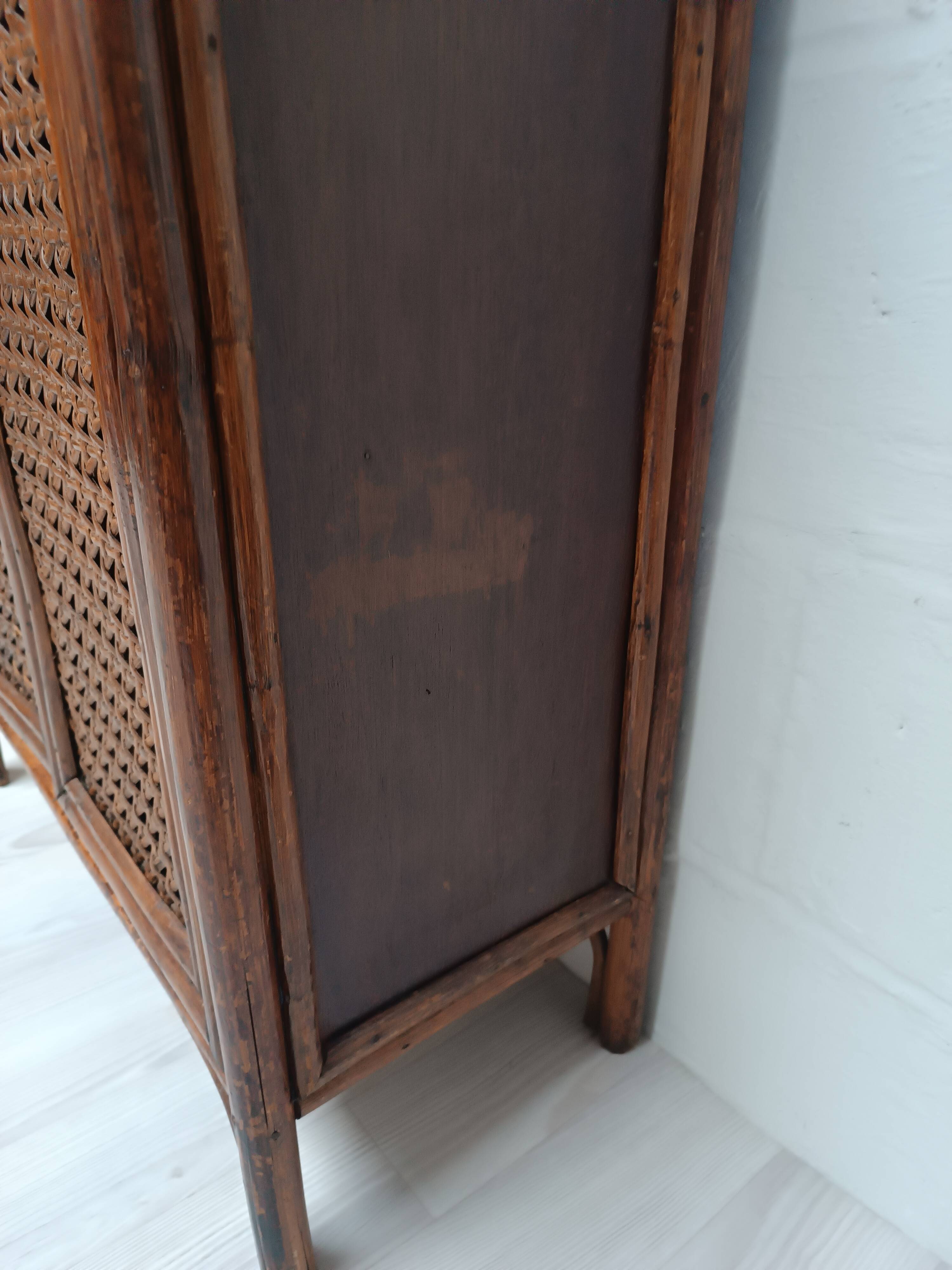 Vintage bamboo and rattan buffet library