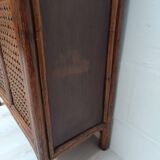 Bibliotheque buffet en bambou et rotin vintage