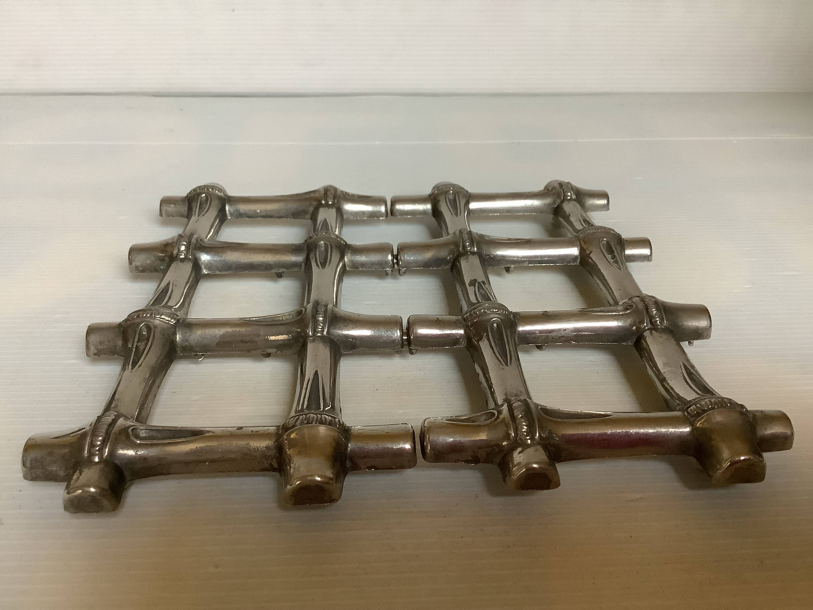 Silver-plated bamboo trivet