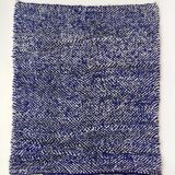 Moroccan Berber carpet Beni Ouarain ecru speckled blue majorelle 145x118cm