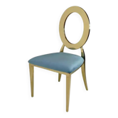 Chaise doré et assise velours turquoise