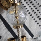 Glass and gold metal chandelier (2 available)