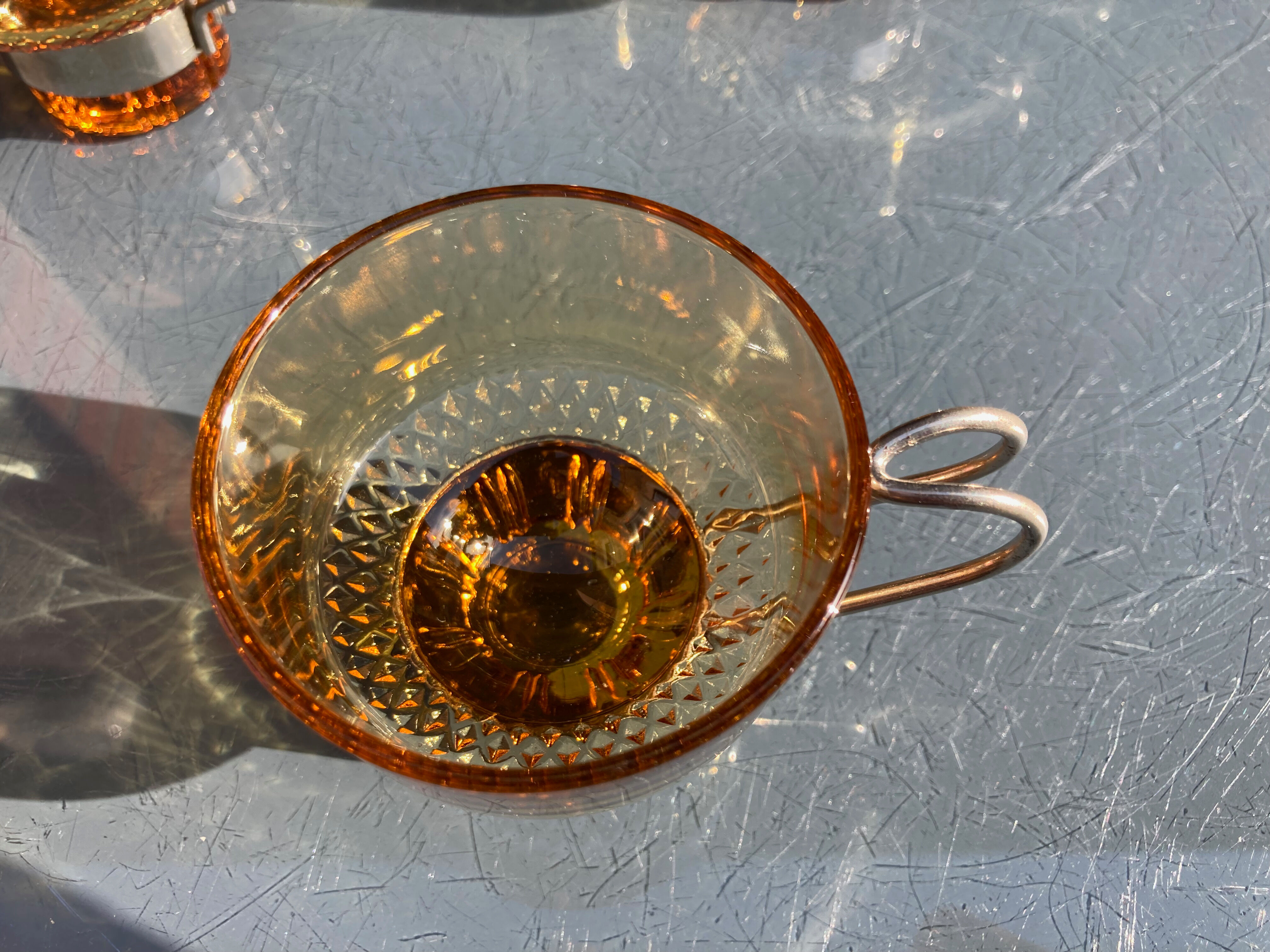8 cups vintage steel and glass Italy