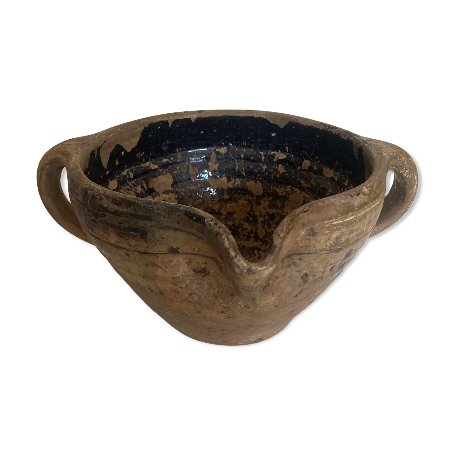 Jatte XL 19e arts populaires en terre vernissée noire