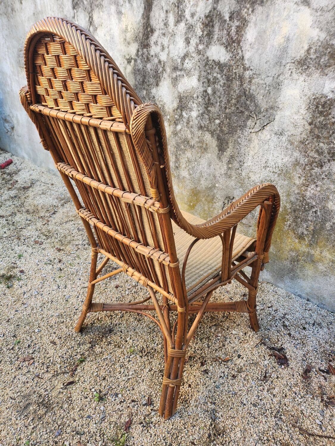 Fauteil rotin vintage