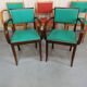 Lot 5 armchairs bridge skai and wood - red green