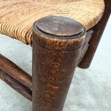 Dudouyt style straw-seated fireplace chair