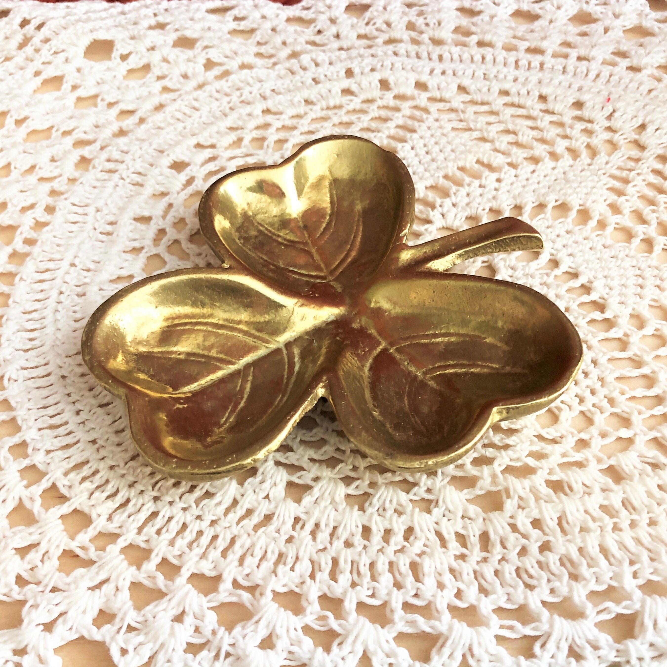 Trinket bowl decoration clover gilded bronze