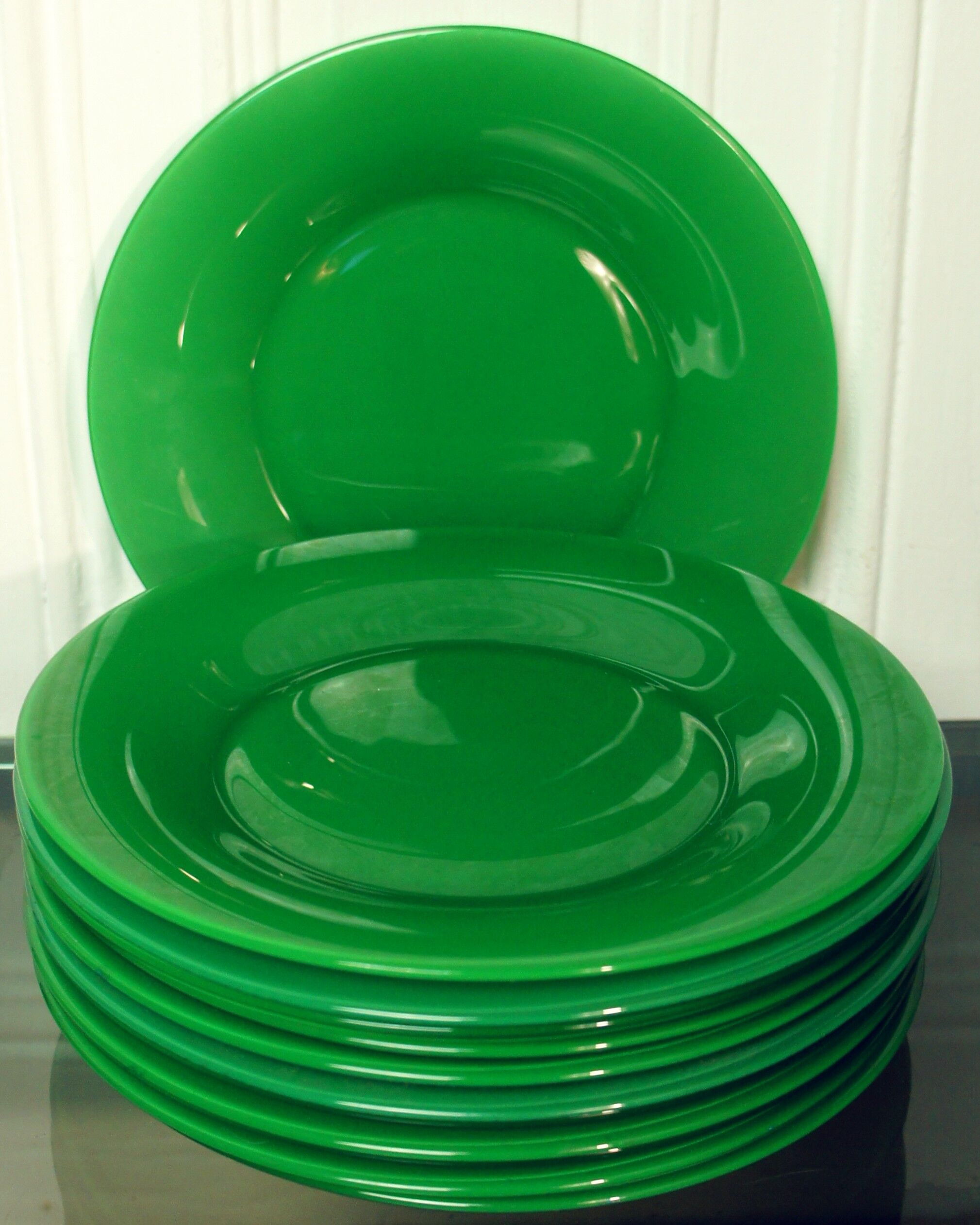 Set of twelve glass dessert plates "Arc France"