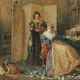 Old painting signed Pietro Michis, interior scene, 19th century.