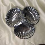 Stainless steel serving platter in the shape of seashells