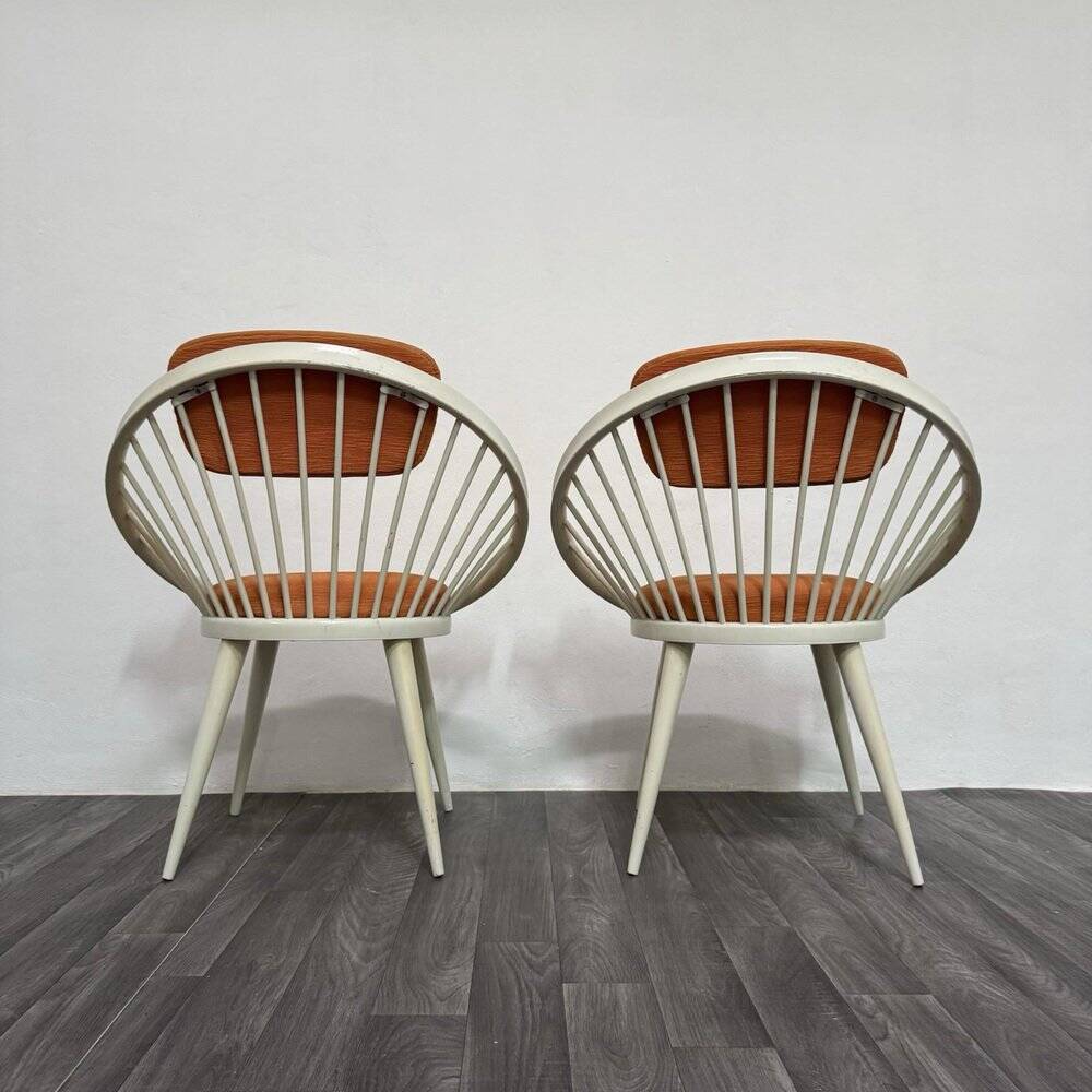 Scandinavian Circle Armchairs attributed to Yngve Ekström, 1960s, Set of 2