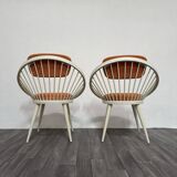 Scandinavian Circle Armchairs attributed to Yngve Ekström, 1960s, Set of 2