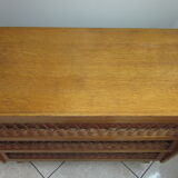 Vintage wood and rattan dresser
