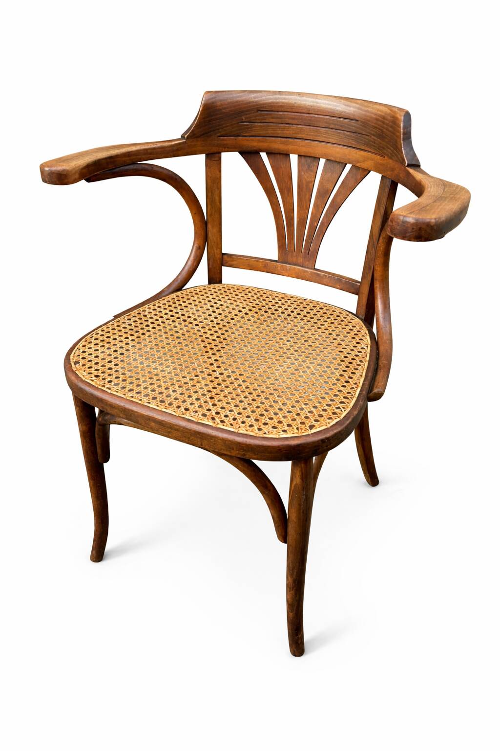 Rare american viennese style office armchair, bent wood, w baumann.
