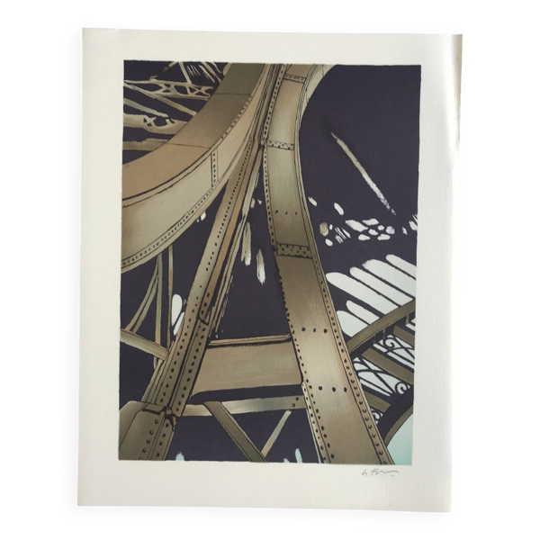 Alain le foll, tour métallique, 1978. lithographie originale signée au cray — Beyit