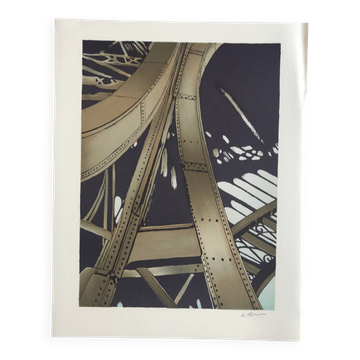 Alain le foll, metal tower, 1978. original lithograph signed in pencil.