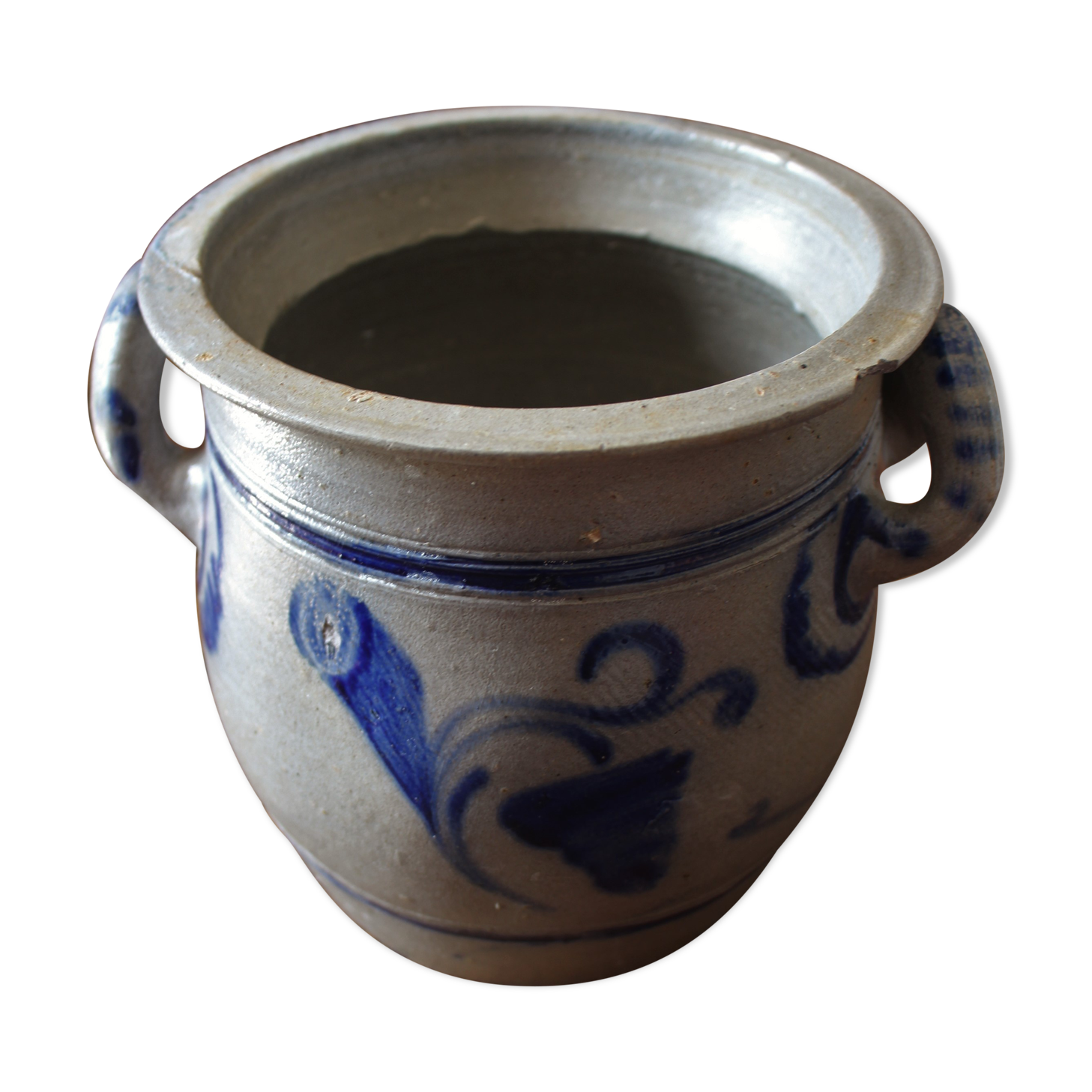 Pot en grès d'alsace gris bleu deux anses