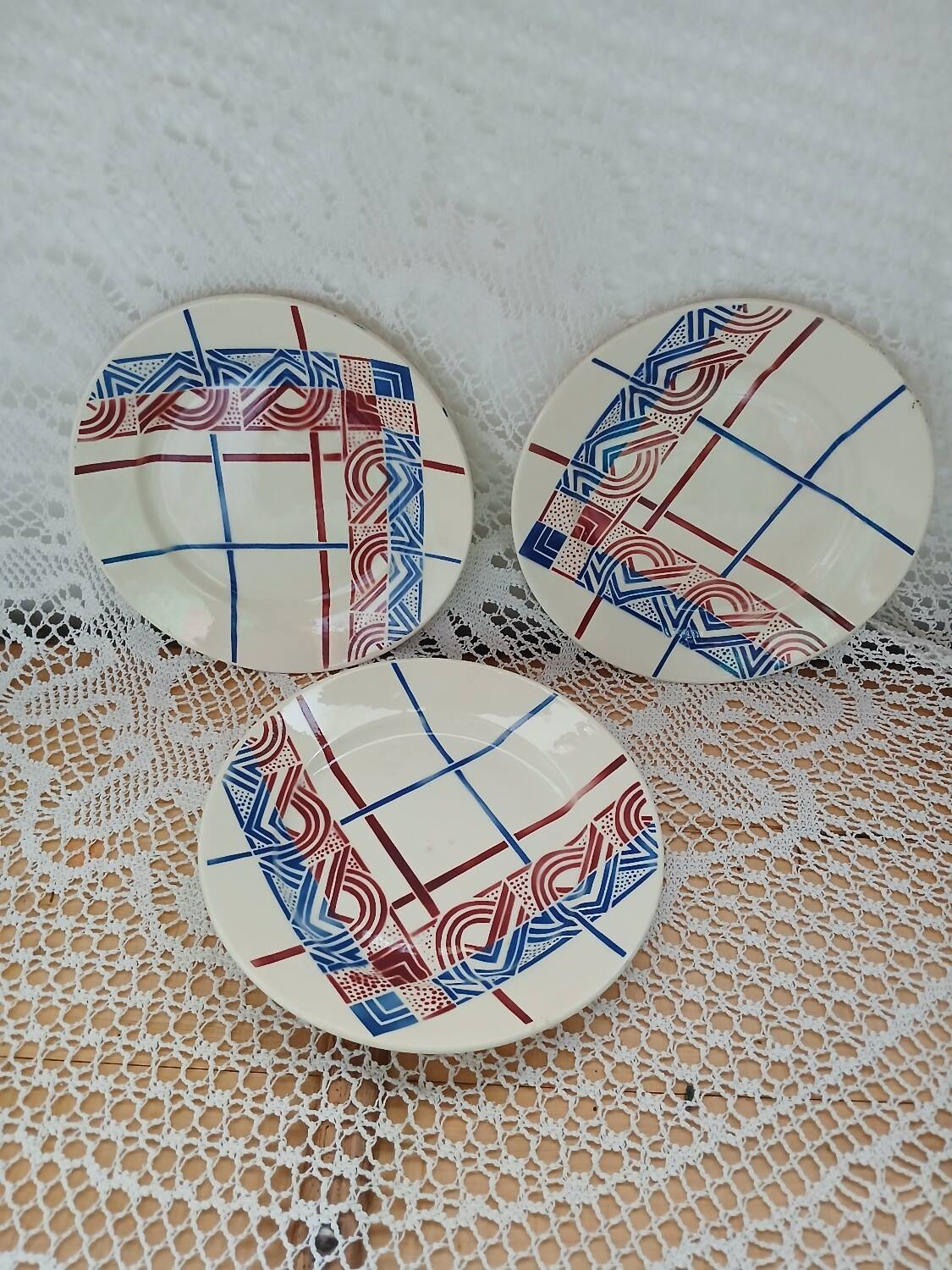 3 old Badonviller dinner plates