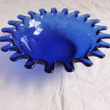 Blue glass salad bowl