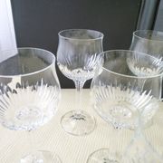 Set of 6 glasses of rosé or red wine in crystalline